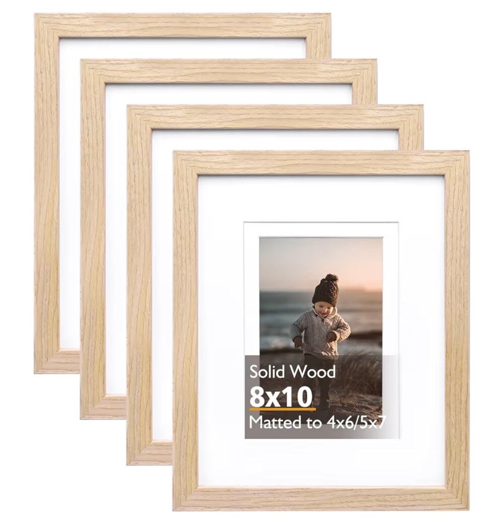 4pcs NEW natural wood picture frames set 8x10”.